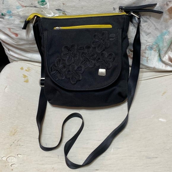 Haiku Handbags - Haiku black embroidered floral Crossbody Shoulder Bag purse